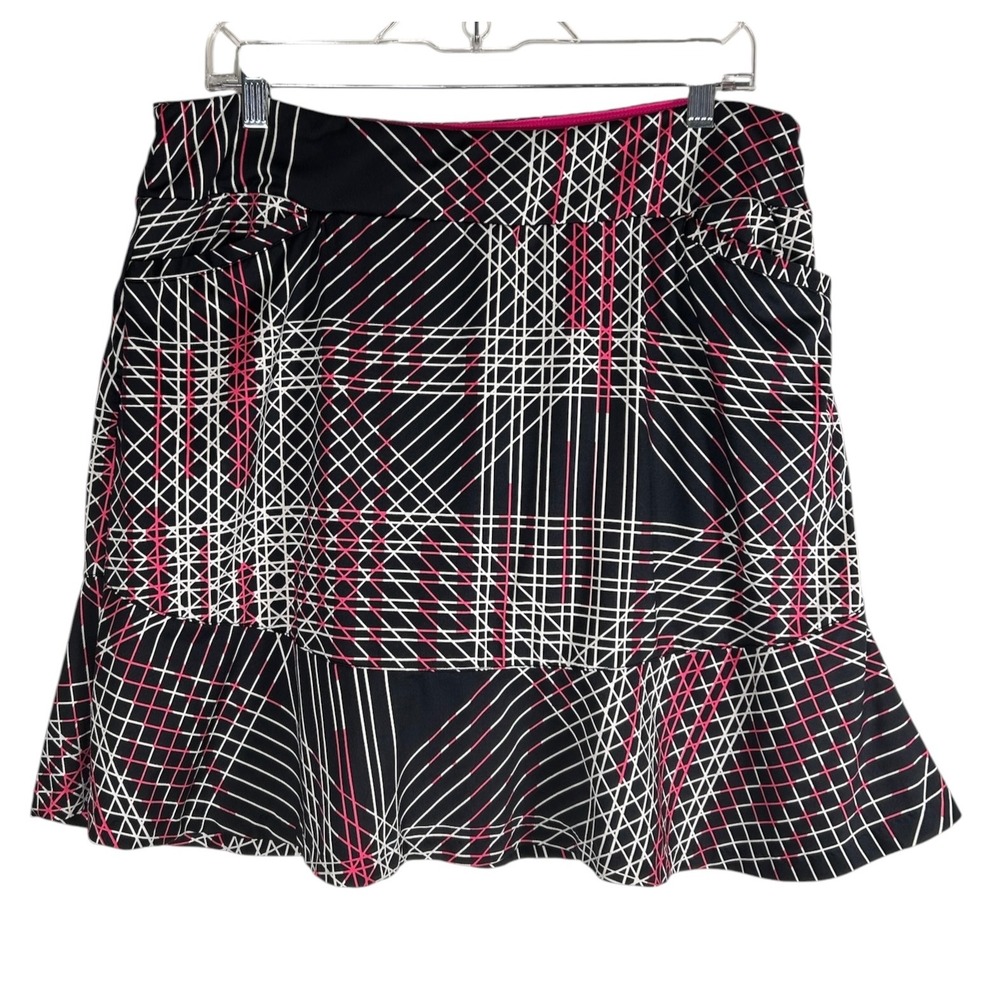 Tail Activewear Women L Black Pink Geometric Grid Tennis Golf Skort GE4491-C616